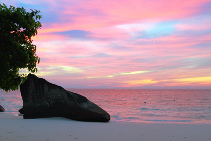 Pink clouds at dawn on the Similan Islands, Thailand